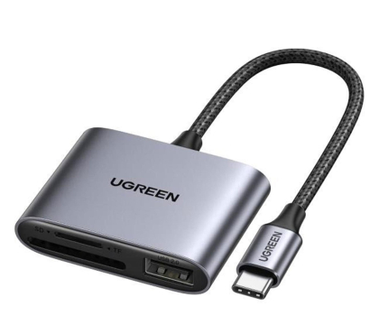 Czytnik kart USB UGREEN Czytnik kart + USB CM387 USB-C czarny